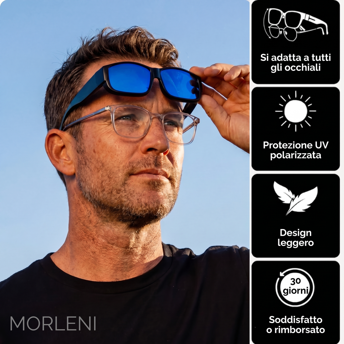 Sovraocchiali polarizzati da uomo